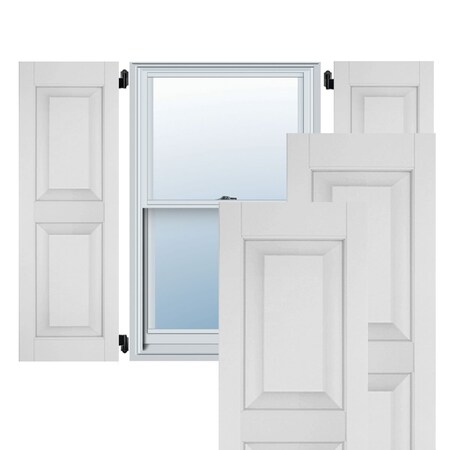 Ekena Millwork 18"W x 44"H Exterior Real Wood Sapele Mahogany Raised Panel Shutters, Primed PR RWR18X044PRM